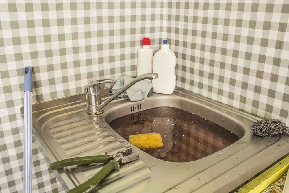 clogged kitchen sink
